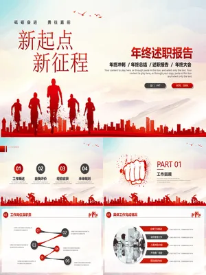 大气红色年终述职报告